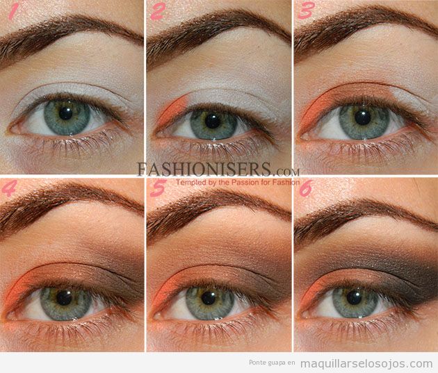Maquillaje de ojos color naranja ahumado